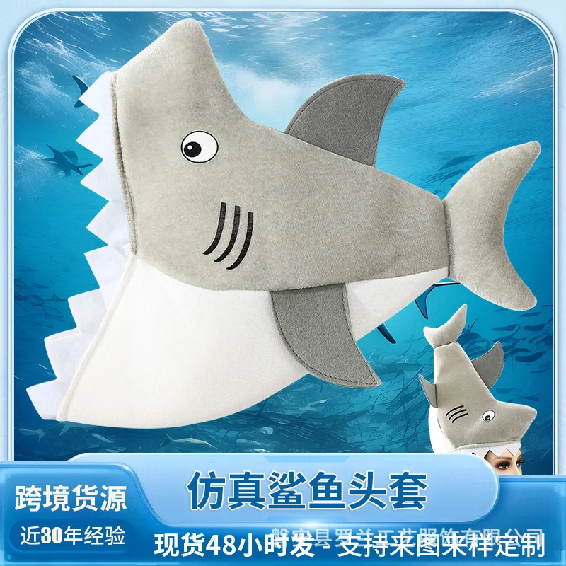 Halloween tubarão chapéu simulação tubarão chapelaria decoração desempenho prop dos desenhos animados chapéu de halloween cosplay chapéu