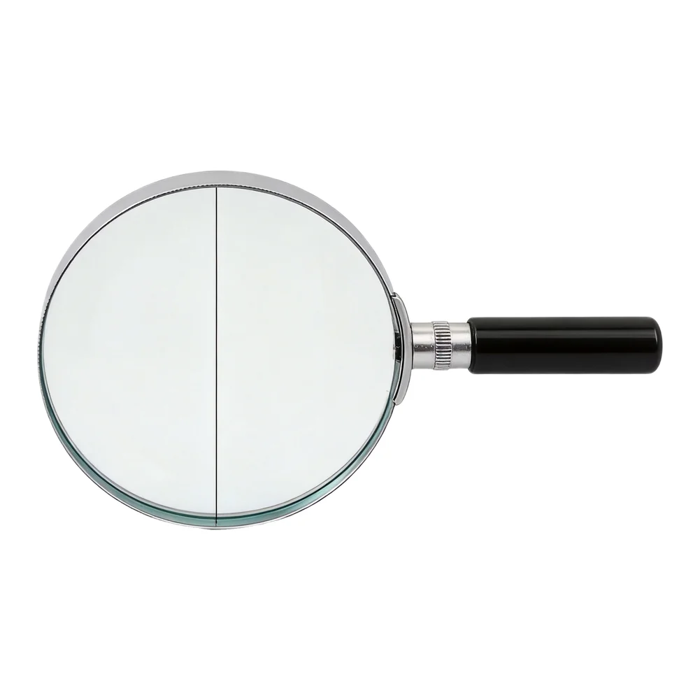 5X Magnification Handheld Magnifier Featuring Optical Glass Lens and Metal Handle for Clear Viewing of Small Text and Items