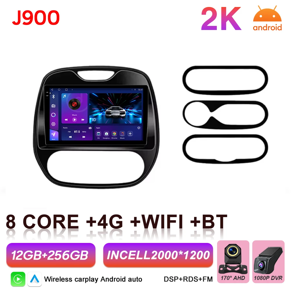 Android 16 Carplay autoradio voor Renault Kaptur Captur Clio Samsung QM3 2013 2014 2015 2016 GPS stereo multimediaspeler BT Wifi