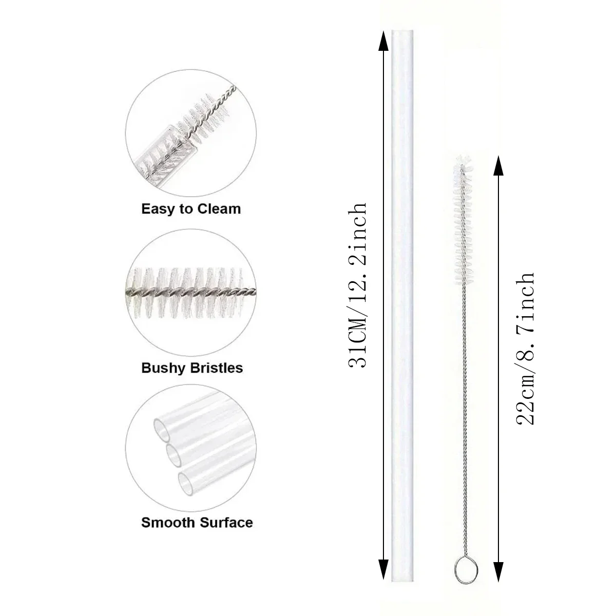 4/812pcs Replacement Straw Compatible for Stanley 20 oz 30 oz 40 oz Cup Tumbler, Clear Reusable Straws with Cleaning Brush