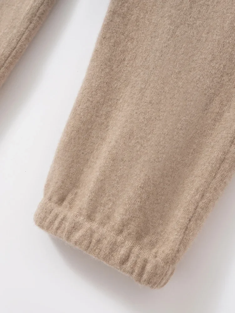 

M.Chic Women's 100% Cashmere Knitted Drawstring Trousers Casual Simple Pants Autumn Winter Cashmere Knitted Warm Sports Pants