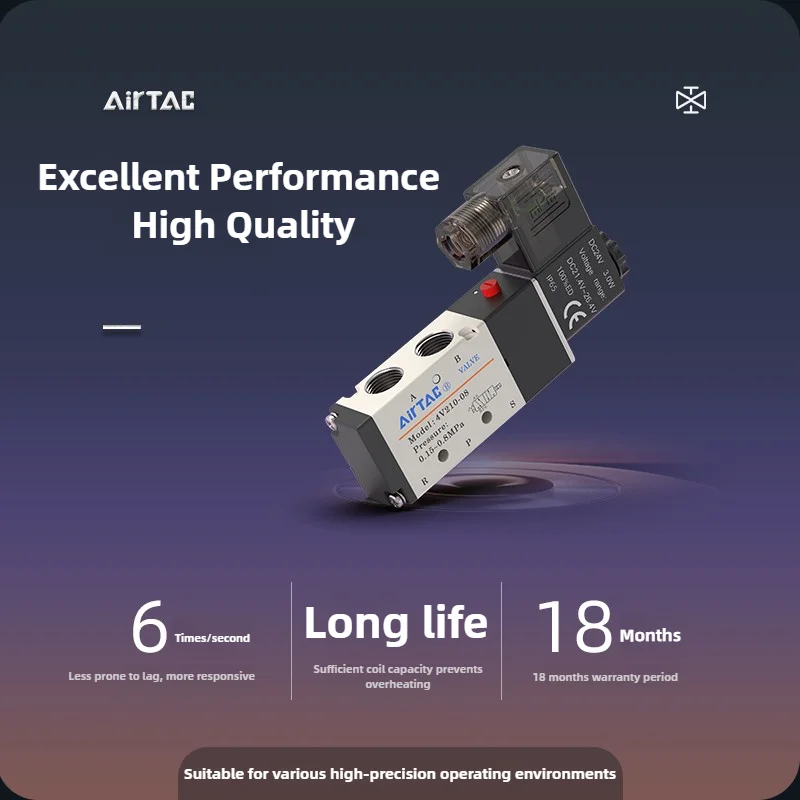Genuine AirTAC Pneumatic Solenoid Valve 4V210 4V310 2/3/5 Way G1/8 G1/4 G3/8 DC24V AC220V For Automation Machine