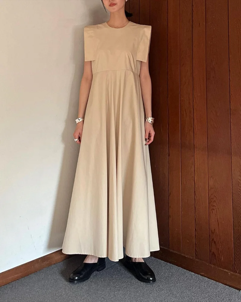 Kuzuwata Japanese Fashion Art Simple Robe Femme Loose Waist Sleeveless A-line Dress 2024 Summer Slim Long Soft Vestidos De Mujer