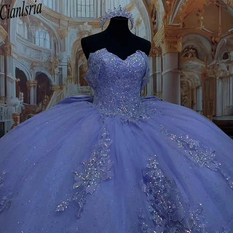 Elegant lilac princess ball gown quinceanura dress 2026 3D flower purple sweetheart art XV Sweet 16 dress Vestido de 15 quinceañ