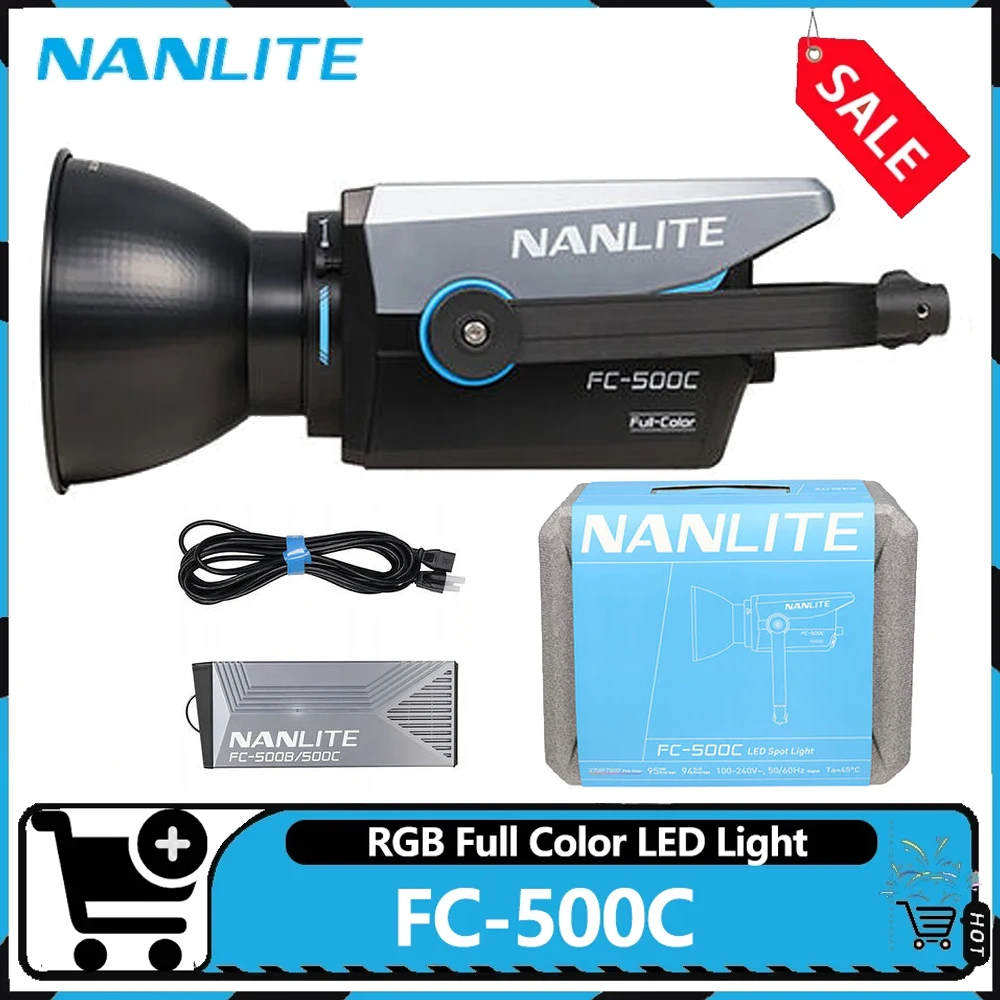 Nanlite RGB Full Color FC-500C 2700-7500K Photography Fill Light Bowens Mount COB Spotlightfor Filmmaking Live Streaming