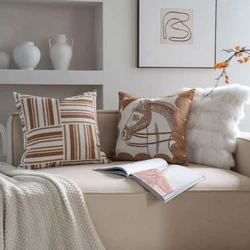 New Oat Color High End Geometric Jacquard Cushion Cover Double-sided Modern Light Luxury Pillow Covers Decorative Decor Home