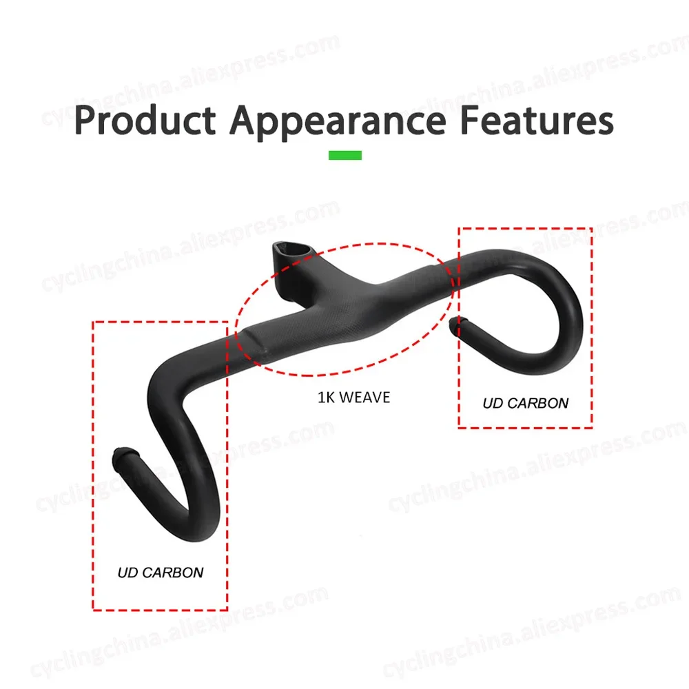 OEM Customization F10 1K Matte Full Carbon Fibre Integrated Road Handlebar High Quality Light Road Bent Handlebar Bicycle Parts