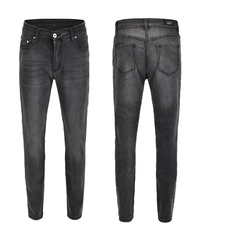 

Классические джинсы с эффектом потертости, облегающие, эластичные, мужские, в стиле Канье, повседневные, осенние, длинные брюки, модные, молодежные, Blackicon