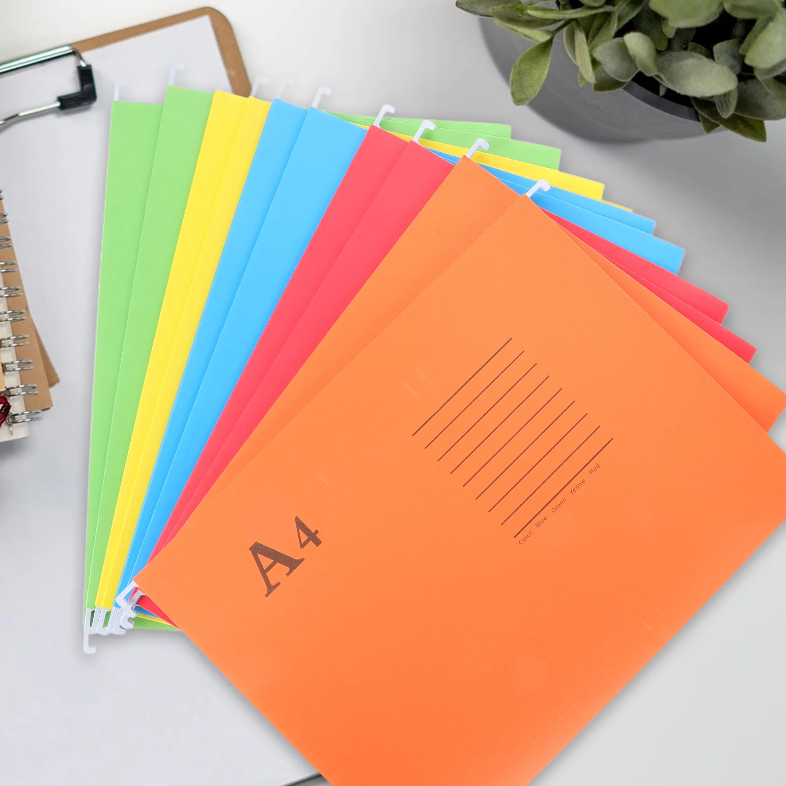 10 pcs A4 File Folder Hanging Documents Organizer Wear-Resistant Paper For Home Office Storage Bright Color File Supplies