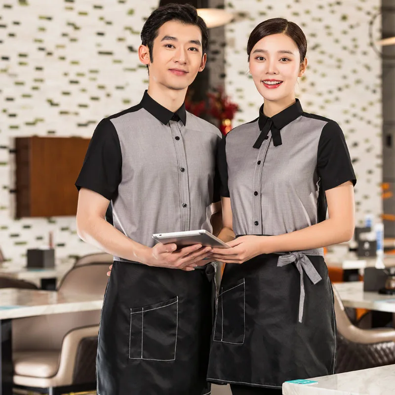 Western Restaurant Attendant Workwear Hot Pot Restaurant Workwear Summer Coffee Shop Employee Uniform Short Sleeve