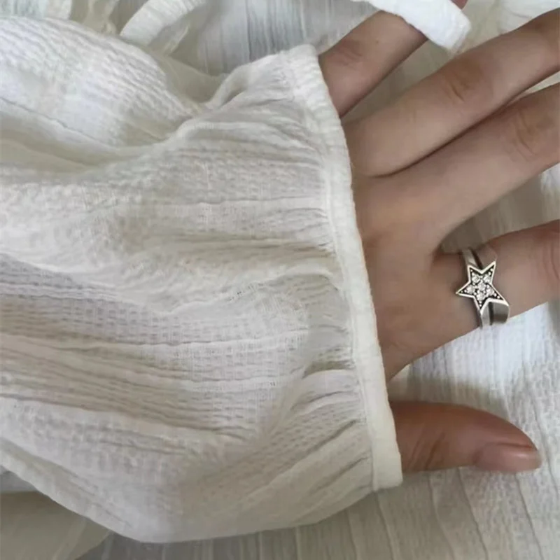 Vintage Pentagram Geometric Star Ring for Women Men Punk Gothic