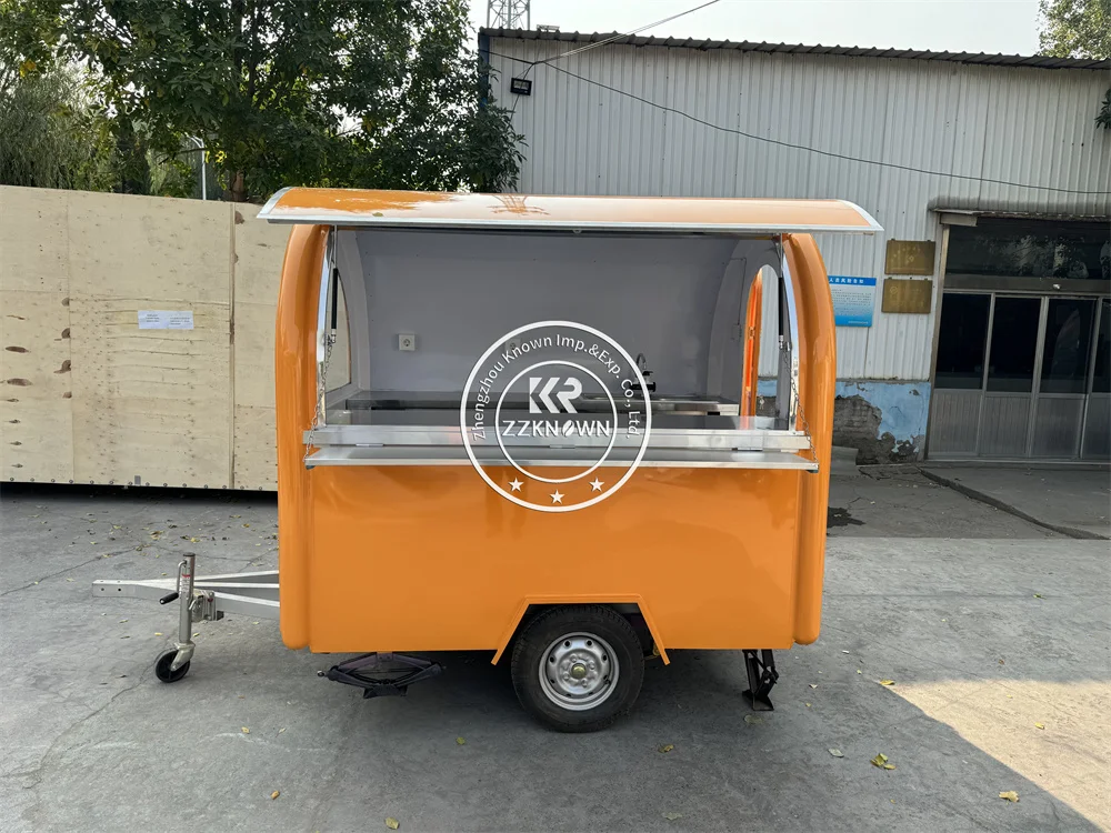 Coffee Cart Street Snack Ice Cream Kiosk Hot Dog Fast Food Truck Trailer With Fully Catering Equipments