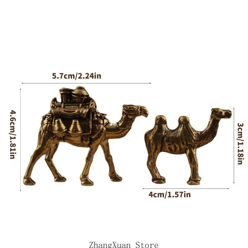 2 Stücke Messing Kamele Miniatur Statuetten für Desktop und Bücherregal Dekoration 3XUF – Detail 5