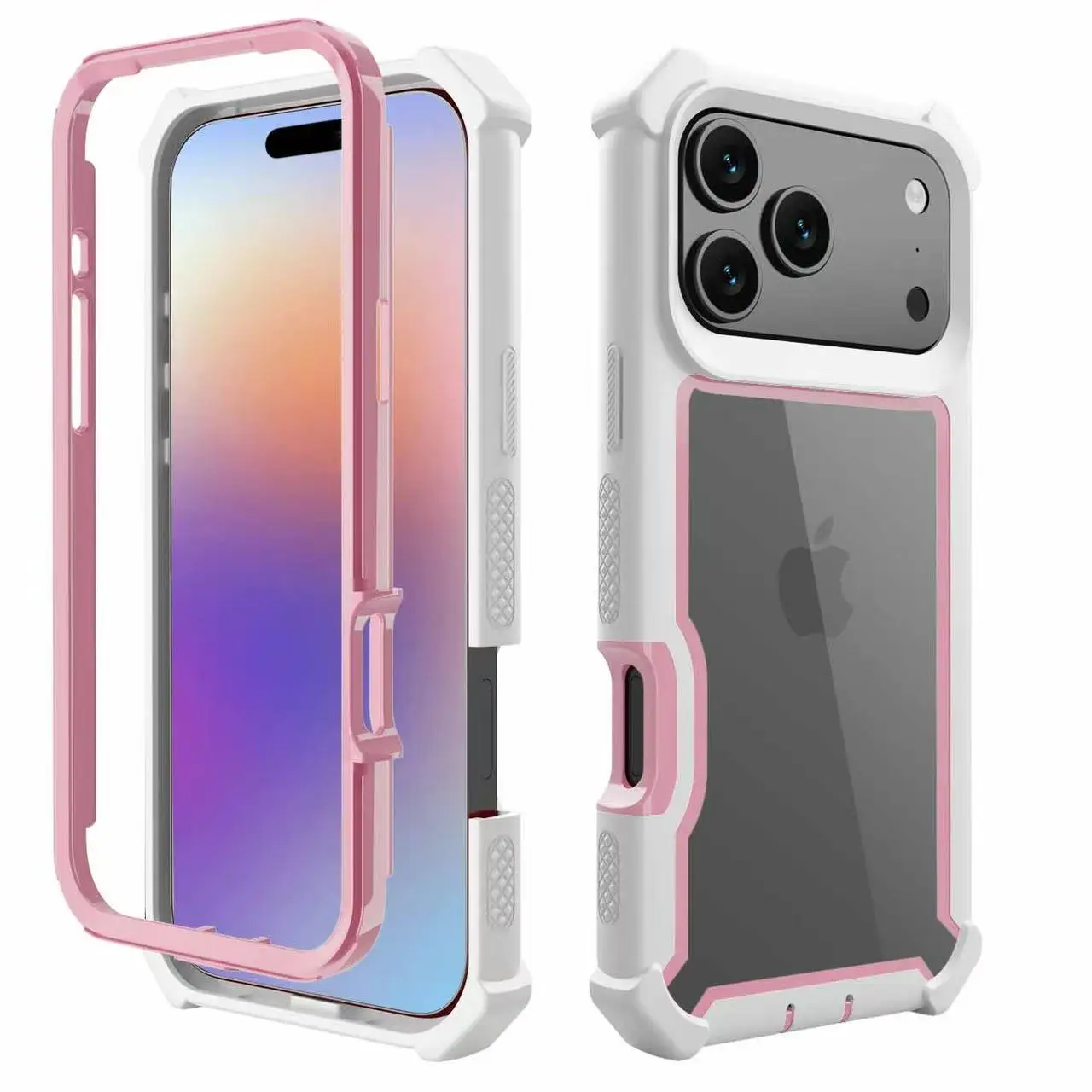 Nueva funda protectora resistente a prueba de golpes 2 en 1 transparente de lujo para iPhone 17 Air 16 13 12 14 15 Pro Max Plus funda antideslizante