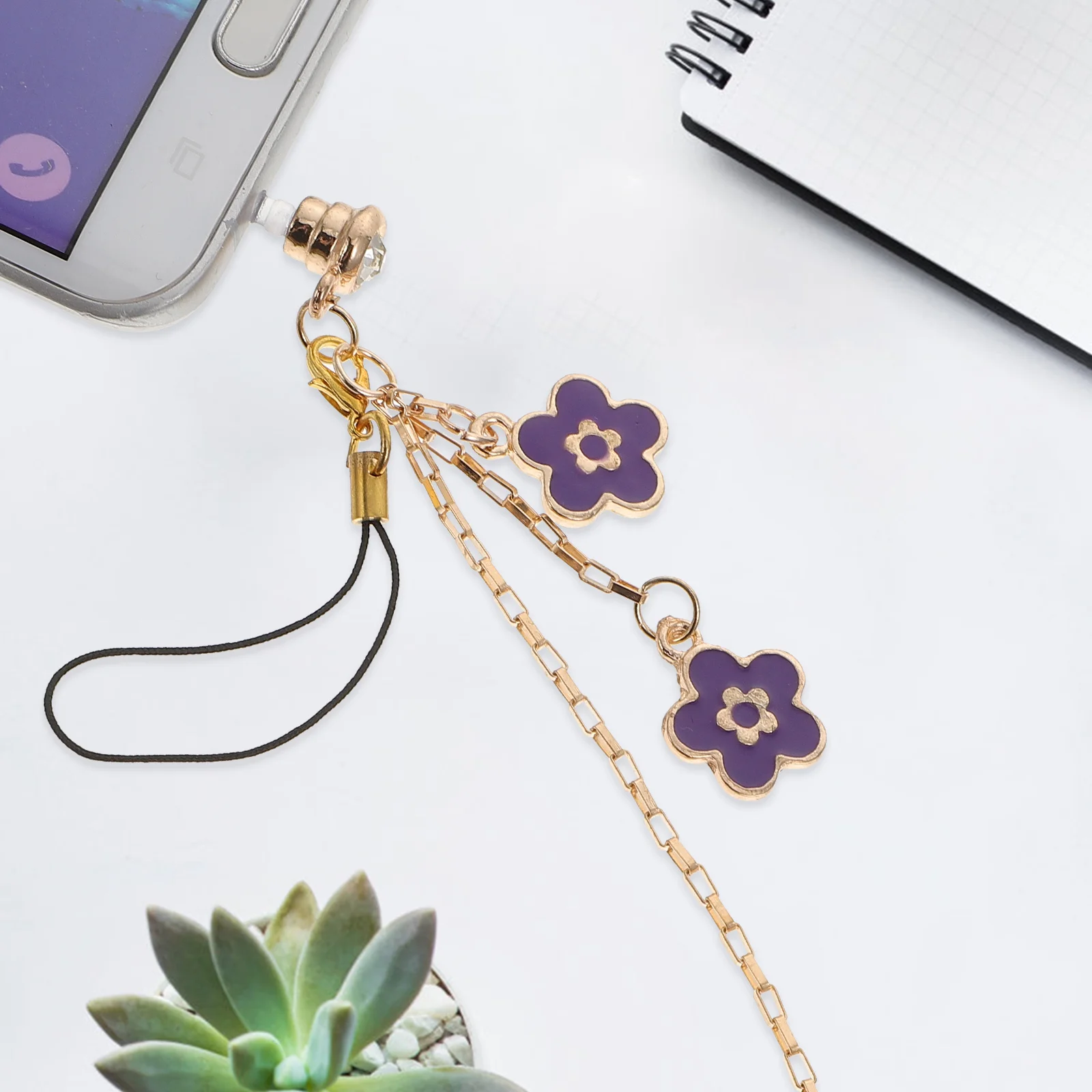  2 Pcs Honeycomb Small Flower Pendant Mobile Phone Plug Charms Alloy Dust for Phones