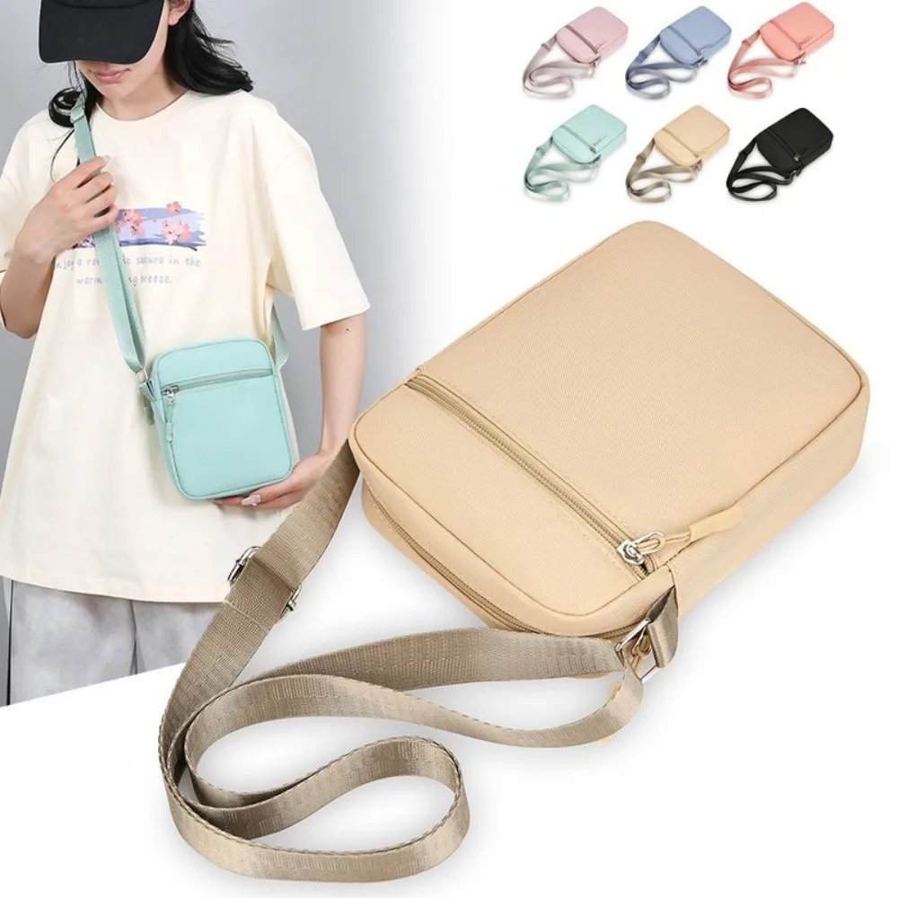 

Casual Oxford Cloth Shoulder Bag Solid Color Adjustable Mobile Phone Bag Multiple Compartments Mini Women's Bag