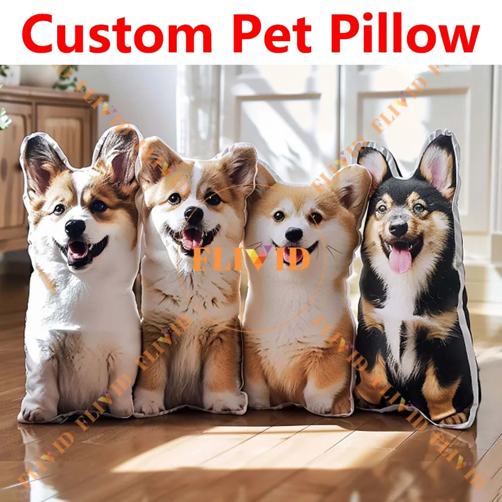 Custom 3D Dog Cat Shaped Pillow Creative Gifts Personalized Pet Animals Photo Pillow Cushions Realistic Photo Throw Pillow Lover