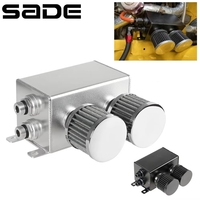 Aluminum 1.2L Twin Baffle Dual Filter Engine Oil Catch Can Tank AN10 with Air Filters Oil Catch Reservoir Tank Can Breather Kit