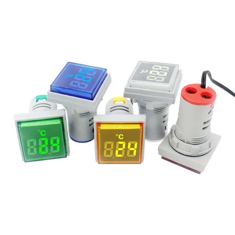 LED Digital Display Square Mini AC Temperature Indicator Light with 1m Sensor -20℃~+120℃