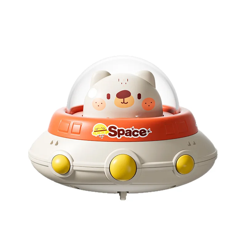 Coche de juguete de aprendizaje temprano para niños pequeños, coche con platillo volador Press-and-Go con mecanismo de retorno alimentado por inercia, regalo de educación temprana