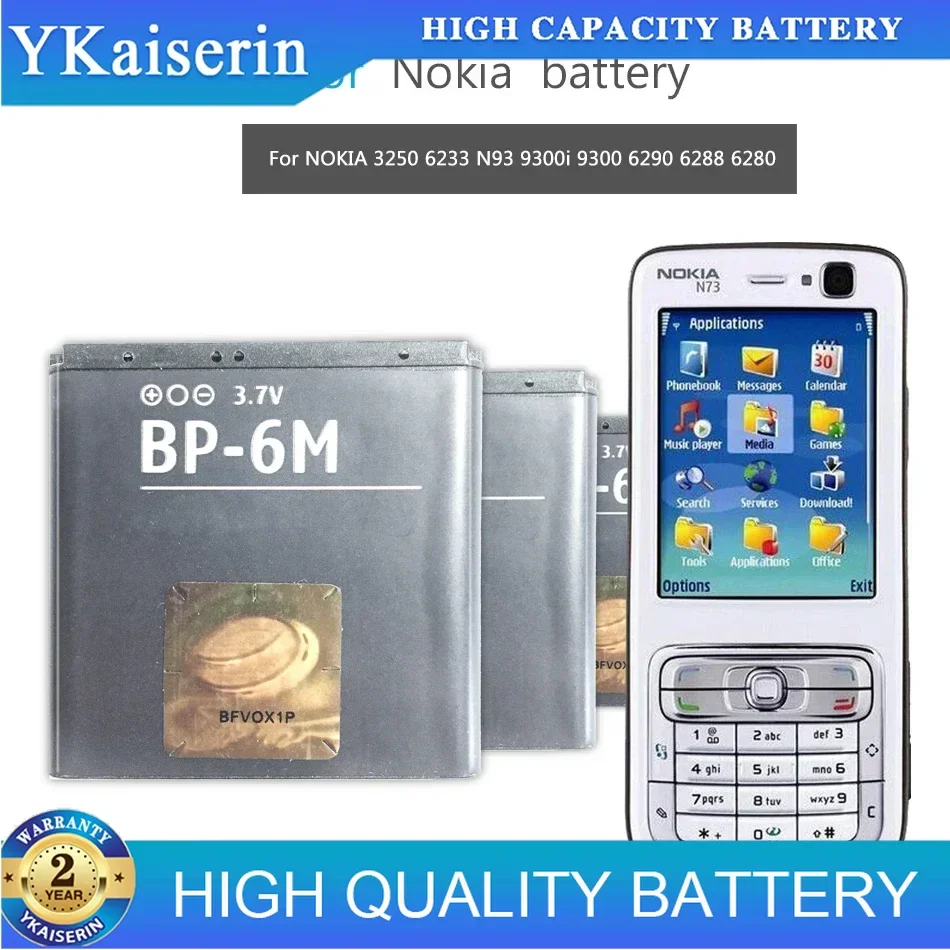 BP-6M Mobile Phone Battery For NOKIA N93 N73 9300 6233 6280 6282 3250 6151 6234 6288 9300I N77 6290 N93S