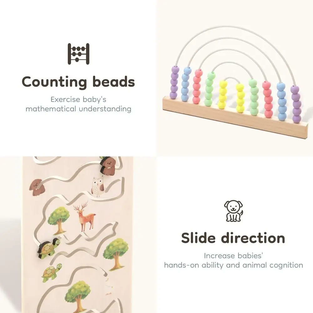 روضة أطفال خشبية محمولة قابلة للطي للأطفال، منطقة لعب قابلة للتعديل مع بوابة، مناسبة للاستخدام الداخلي (56 × 56 × 24 بوصة) #3