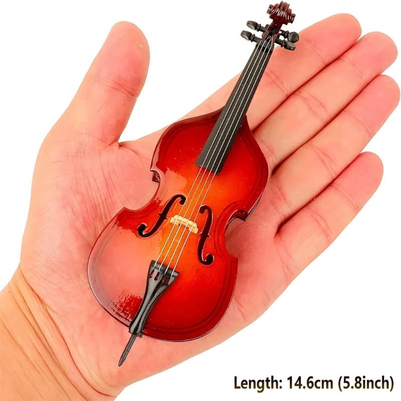 Exquisite Miniature Cello with Stand and Bows Art Ornament Texture Suitable for Home Decoration and Gift 24BD
