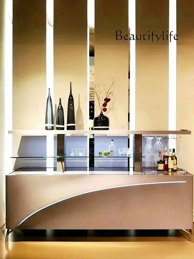 I HX Automatic Lift Dining Side Modern Minimalist Solid Wood Paint Lift Wine Cabinet Bar Locker S