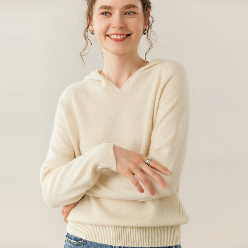 Choice High Quality 100% Cashmere Sweater Women Winter Soft Warm Solid Hoodie Pullover Cashmere Knitwear New Fashion Tops