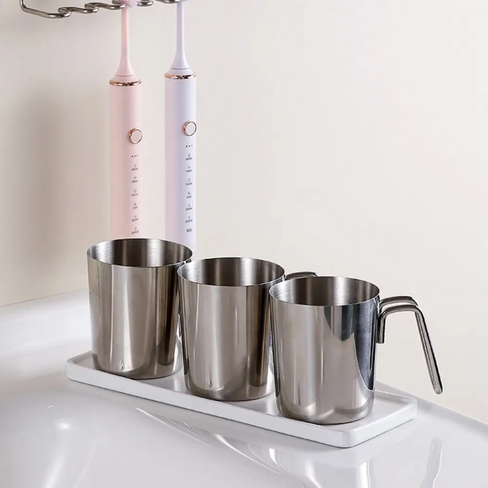 Easy Clean Stainless Steel Mouthwash Cup Minimalist Anti-rust Toothbrush Storage Cup Inverted Creative Bathroom Cup Household