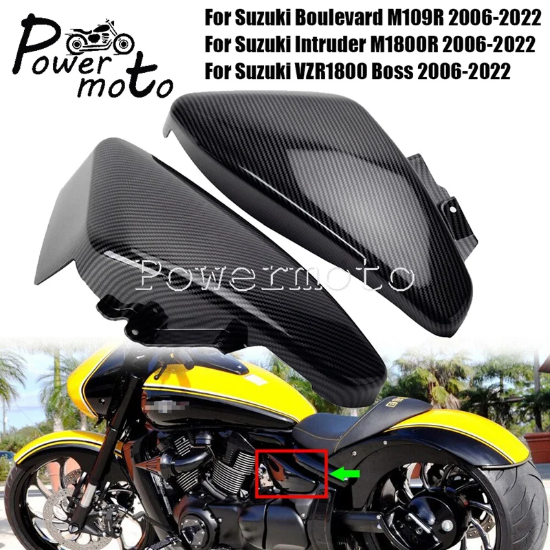 

1 pair Motorcycle L&R Chrome Black Side Battery Fairing Covers Fit For Suzuki Boulevard Intruder M109R 06-22 M1800R VZR1800 Boss