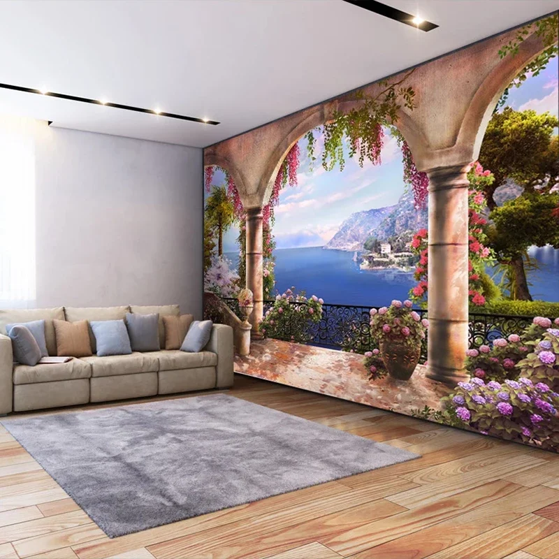 

Custom 3D Photo Wallpaper Garden Balcony Sea View Wall Painting Poster Bedroom Living Room Sofa Home Decor Mural Papier Peint