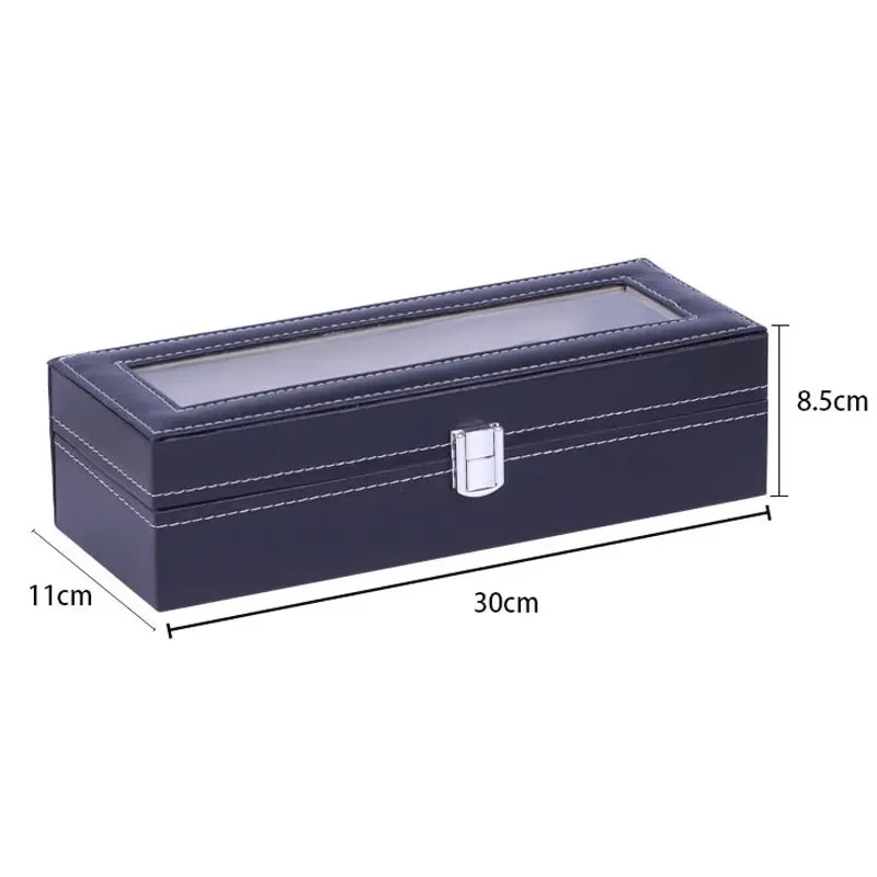 1PCS 6Slots Watch Box for Men, Mens Watch Organizer PU Leather Watches Display Case Storage Boxes with Transparent Lid