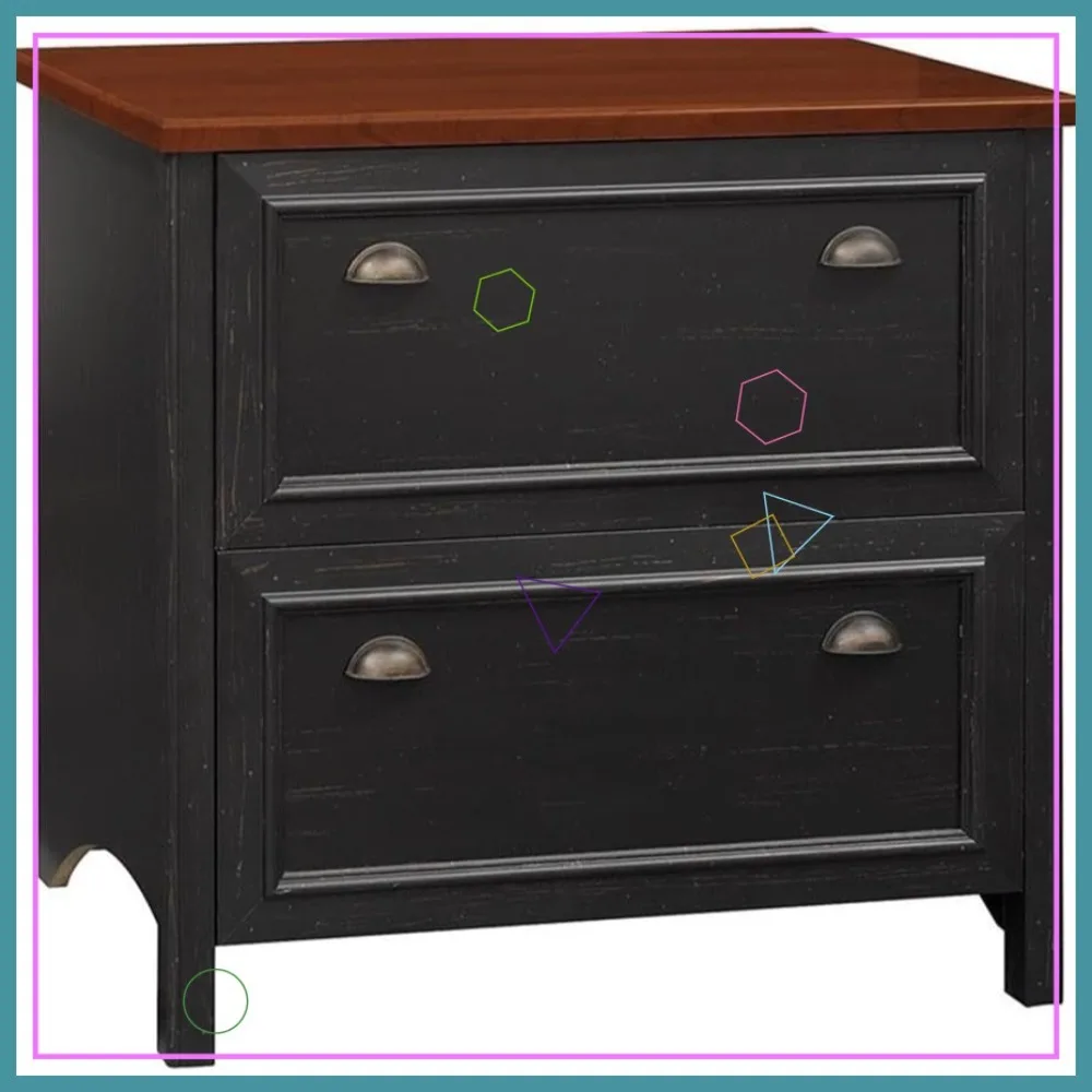 

Антикварный черный боковой шкаф для документов с 2 ящиками для бумаг форматов Letter, Legal, A4 - Решение для хранения документов в домашнем офисе