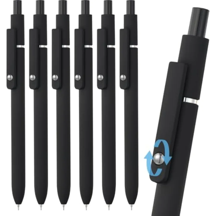 

6 Pack Gel Pens, Black Ink Pens Fine Point Smooth Writing Pens Bulk, Soft Touch Cute Pens Aesthetic School Supplies, 0.5mm Blac