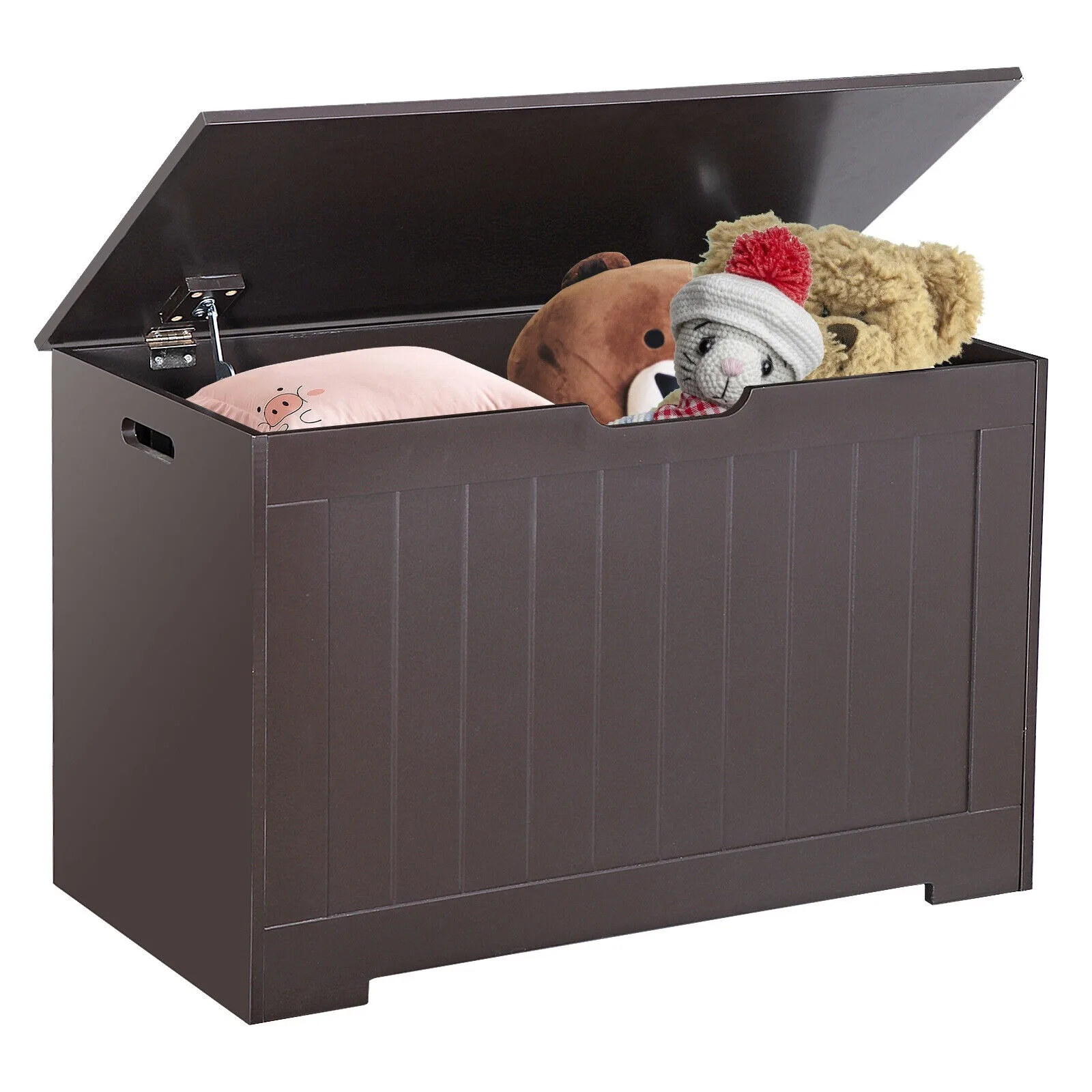 US Wooden Toys Storage Chest, Bench Organizer, Quarto com 2 dobradiças de segurança, 4 cores