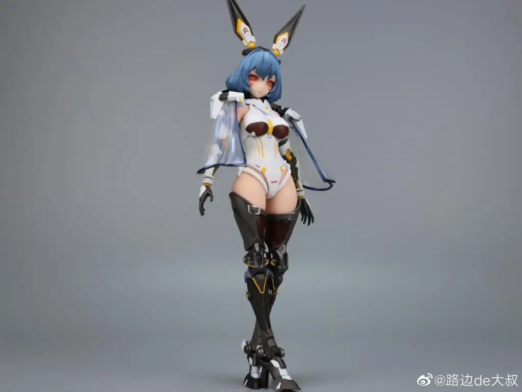 【متوفر】ويسكي جديد لإعادة بناء الذهب النووي الأرنب الحامض فتاة 1/9 معدن بولي كلوريد الفينيل بدلة متنقلة فتاة عمل الشكل مع صندوق