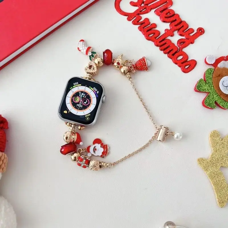 

Compatible with iWatch strap 38mm 40mm 41mm 42mm 44mm 45mm 49mm Christmas wind chime bead fashion strap