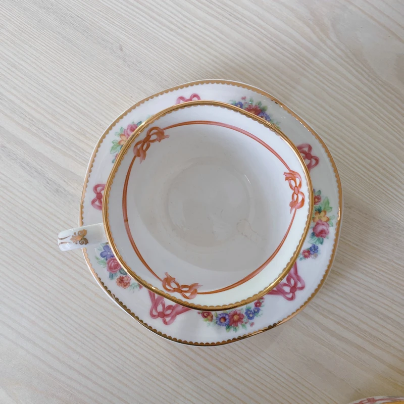 Porcelain coffee cup double ear soup cup bow