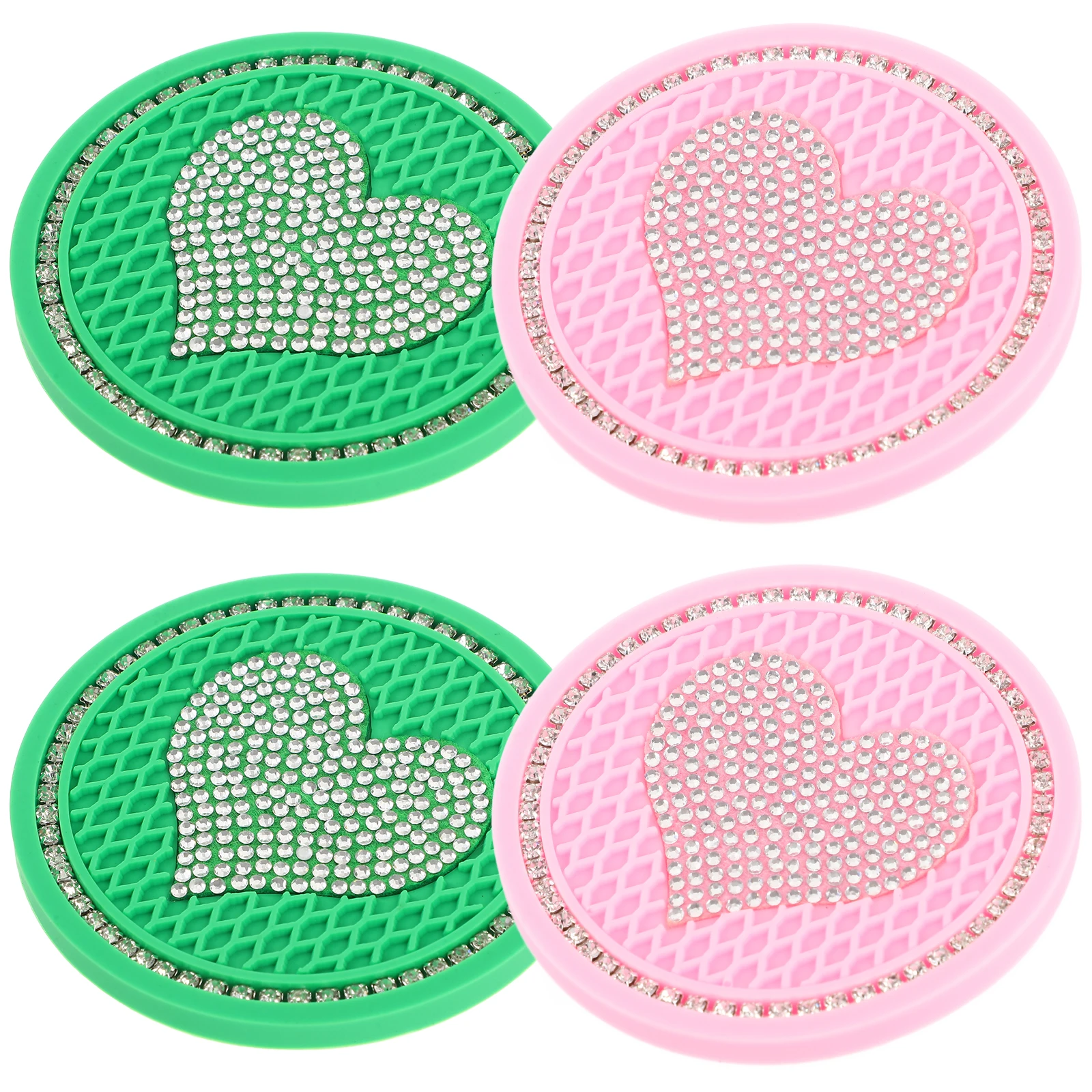 

4pcs Bling Cup Coasters Car Accessories Rhinestone Drink Coasters Stylish Automotive Inserts Compatible With Various Models