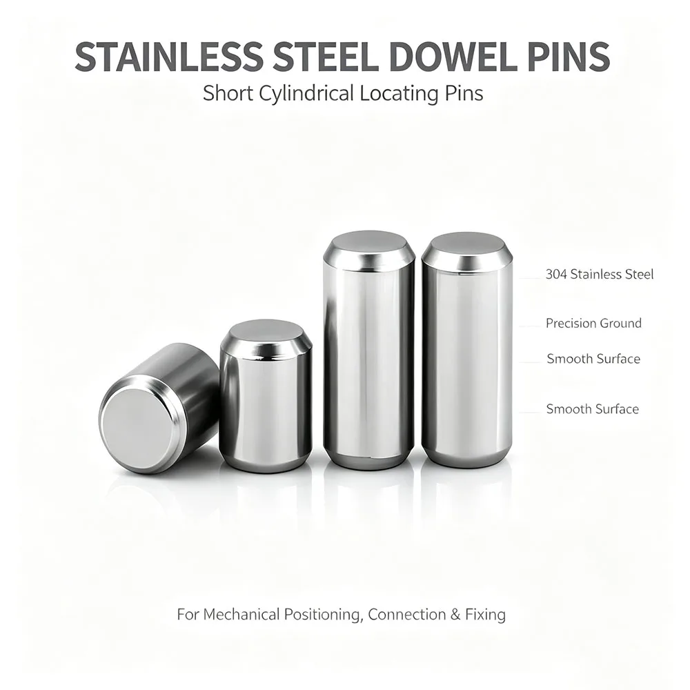 GB119 Standard 304 Stainless Steel Cylindrical Dowel Pin Solid Locating Rod Pin Chamfer Tip Shaft Fixing Pin Bar Metalworking