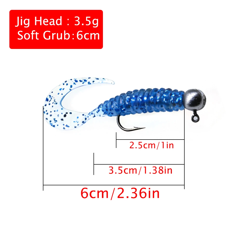 MrLurion 10pcs/Box 6cm 3.5g Soft Worm Jig Rig Fishing Head Hooks ,Fishing Lure Bait Set Tackle for Zander Perch Trout
