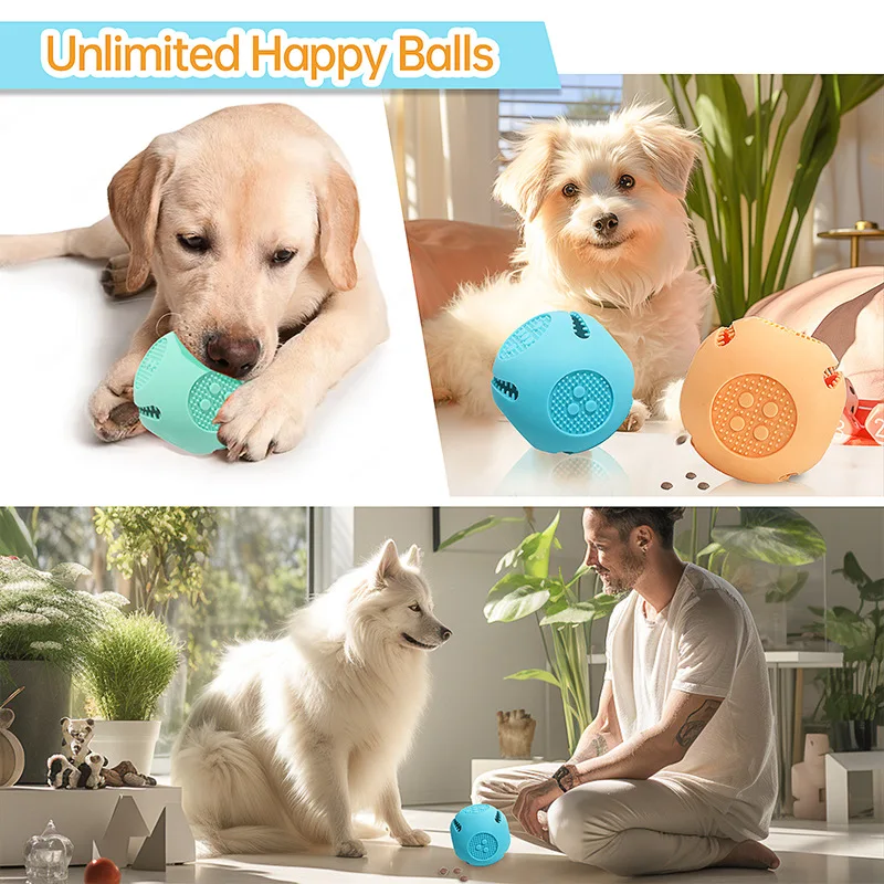 

New pet products dog leaked food toys anti-bite silicone slow food fun interactive dice parent-child leaked food ball