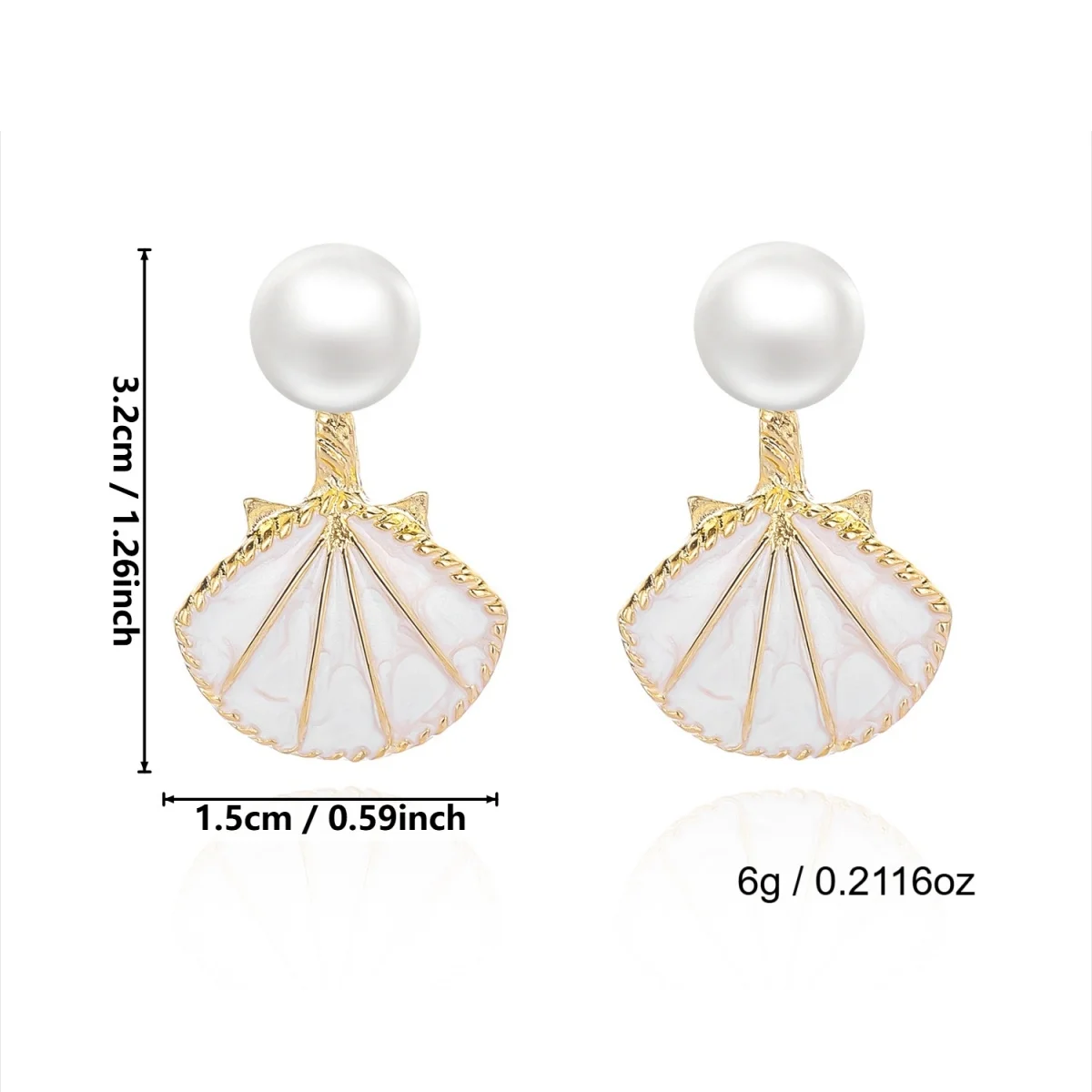 Imitationsperlen-Ohrstecker mit Emaille-Muschel-Rückseite für Damen und Herren, böhmische Ozean-Strand-Muschel-Ohrringe, Sommerparty-Schmuck – Detail 23