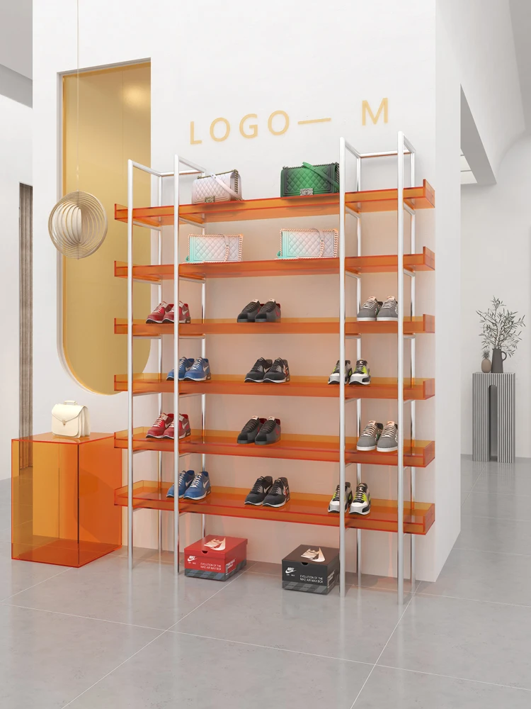 Customized acrylic shoe rack display rack cosmetics Lego hand-held storage display cabinet bag rack shoe bag display rack