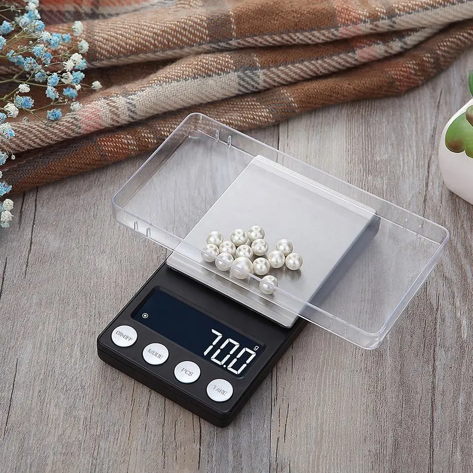 Portable Digital Milligram Scale, 0.01g Precision LCD, Gold Diamond Weighing Balance, Stainless Steel Pocket Mini Scales