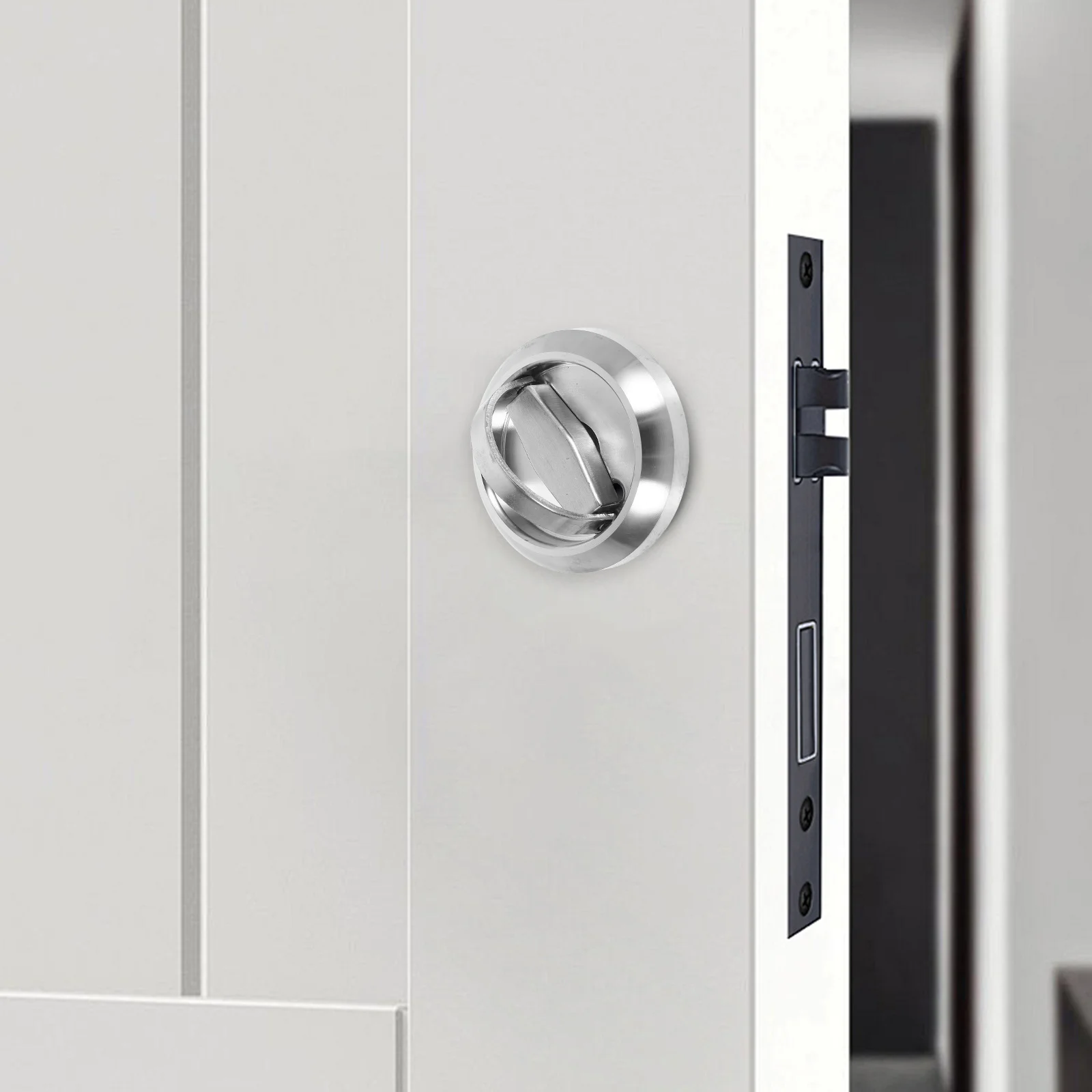 

2Pcs Modern Minimalist Embedded Door Handle Hidden Recessed Sliding Door Locks for Home Office Commercial Spaces Flush Mount