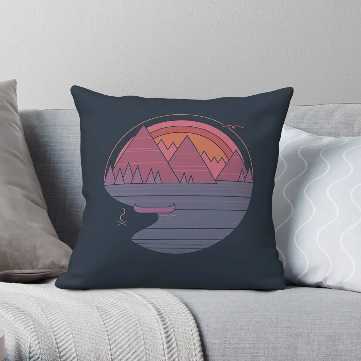 Mountains Are Calling Sunset Square Pillowcase Polyester Linen Velvet Creative Decorative Throw Pillow Case Home Cushion Cover