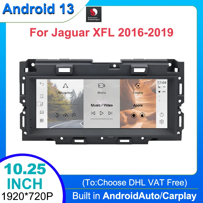 Android 13 Wireless Carplay Auto For Jaguar XFL 2016-2019 2 DIN Car Play Harman Car Radio Navigation Multimedia Player GPS