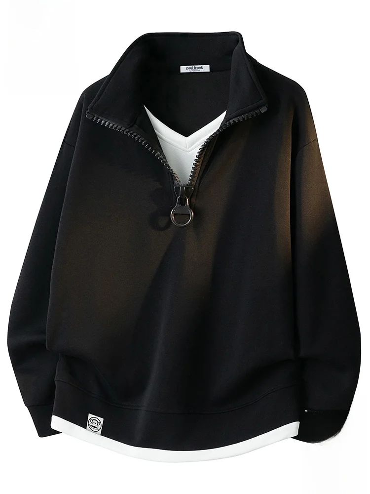 

PaulFrank Loose Fit Long Sve Hoodie Casual Contrast Color Stand Collar Men's Autumn Faionable Polyester Cotton Blend Swe...